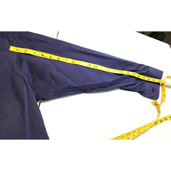 AXCESS- MENS STRIPED BLUE 100% COTTON NON-IRON BUTTON-DOWN SHIRT SIZE NECK 17 - Picture 4 of 6